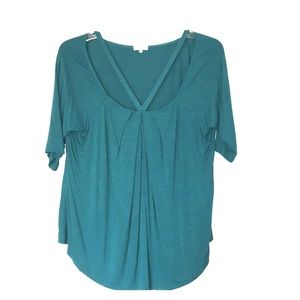 Kiyonna Teal Shirt with Neck Cut Outs, Size 1X